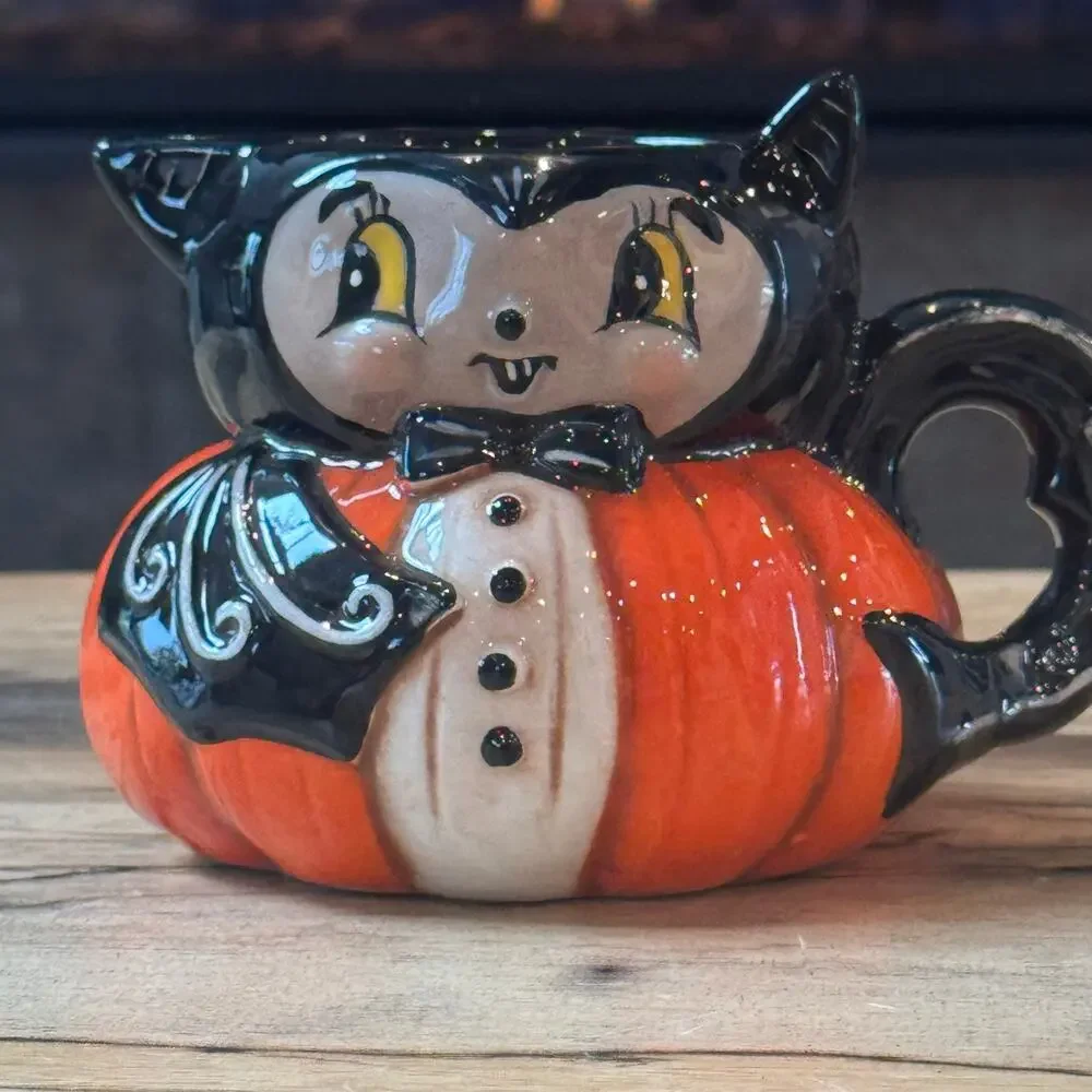 New Johanna Parker Transpac Halloween Bat Pumpkin Peep Creamer Pitcher Mug